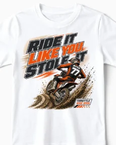 Ride It Like You Stole It | Cooles Motocross & Enduro T-Shirt für Kinder weiss Close-Up