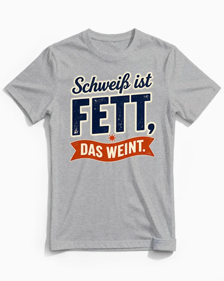 Schweiß ist Fett, das weint | Motivierendes Fitness Herrenshirt graumeliert