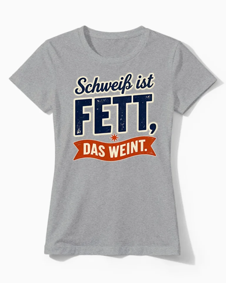 Schweiß ist Fett, das weint | Motivierendes Fitness Damenshirt graumeliert