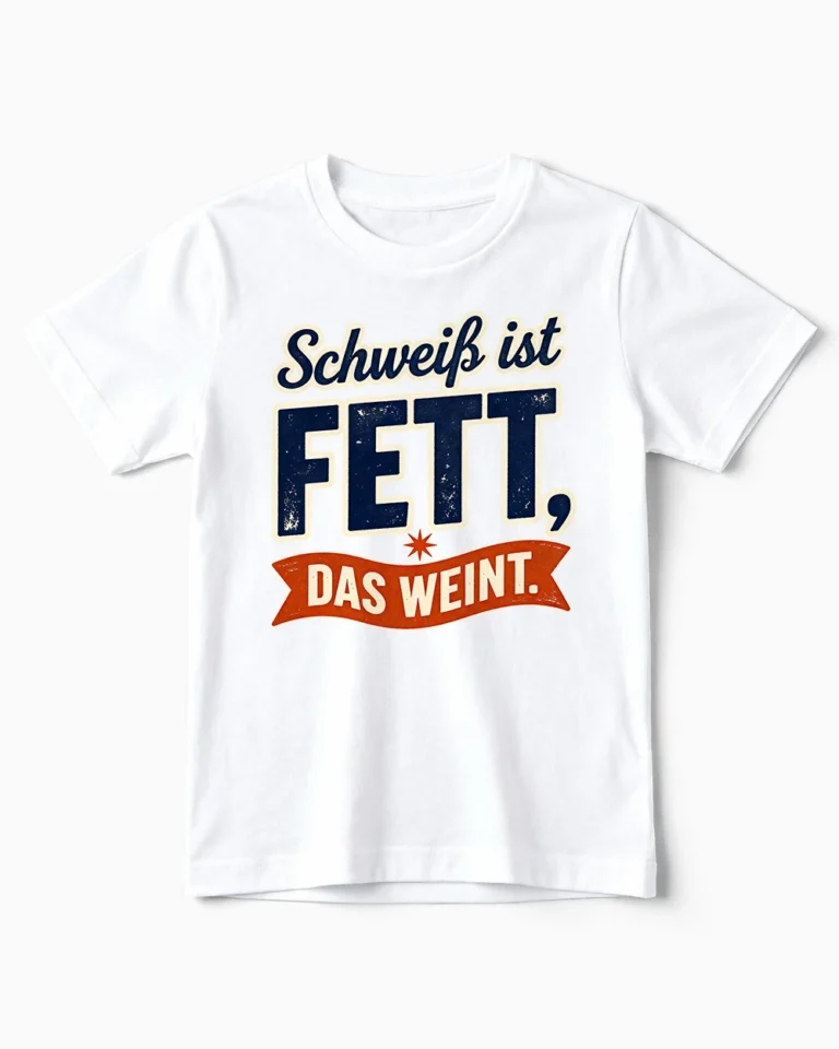 Schweiß ist Fett das weint | Lustiges Sport & Fitness T-Shirt für Kinder & kleine Energiebündel weiss