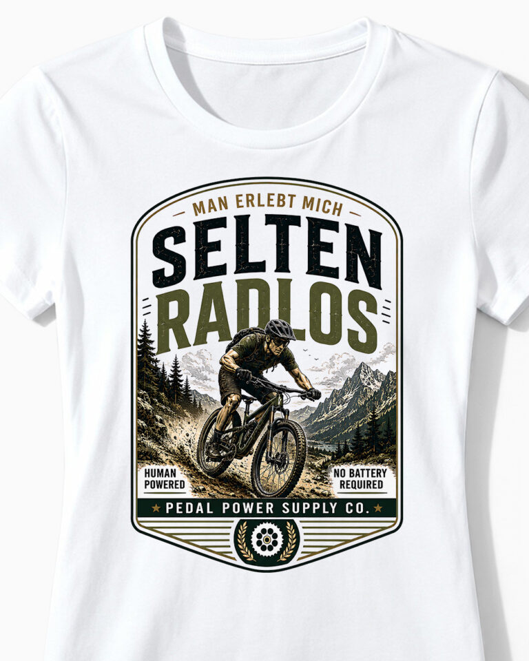 Selten Radlos MTB-Edition | Cooles MTB & Fahrrad T-Shirt für Damen & leidenschaftliche Mountainbikerinnen weiss Close-Up