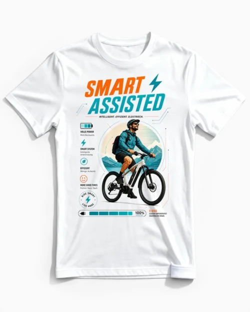 Smart Assisted | E-Bike & Fahrrad T-Shirt für Herren weiss