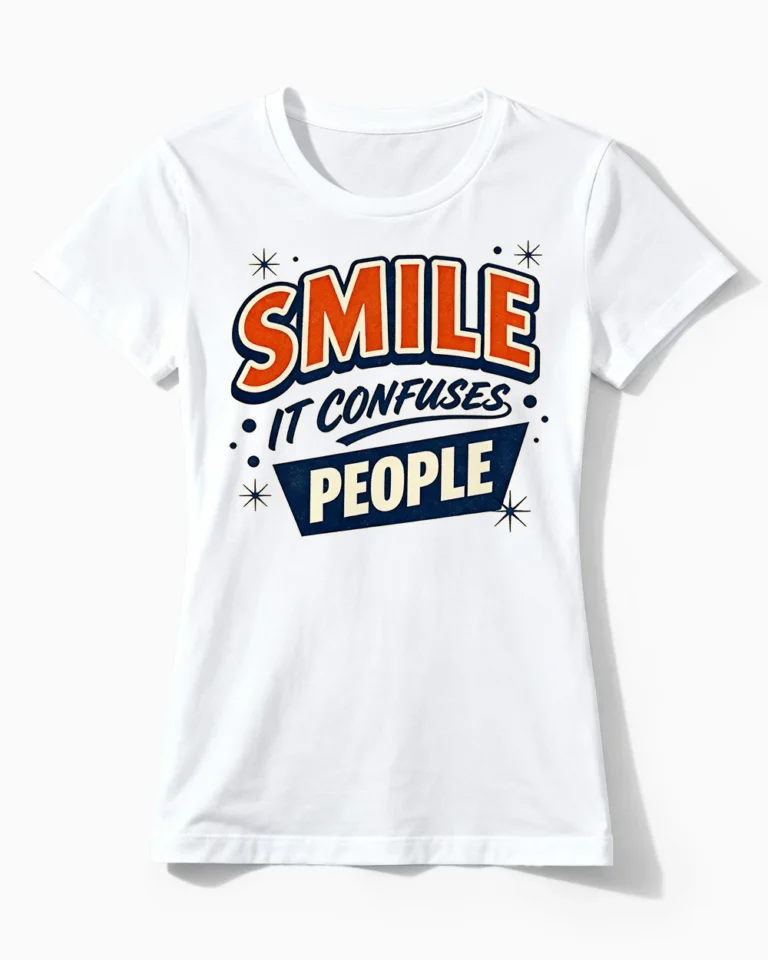 Smile - It confuses people | Lustiges Damenenshirt für sarkastische Frauen weiss