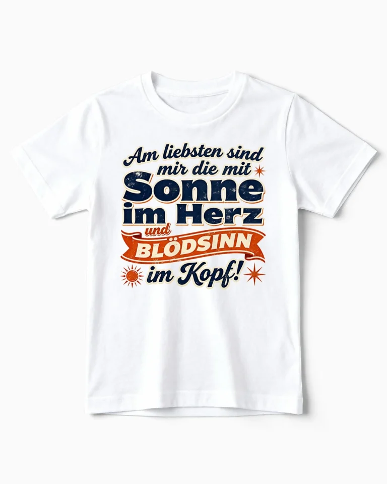 Sonne im Herz & Blödsinn im Kopf | Lustiges Kindershirt weiss