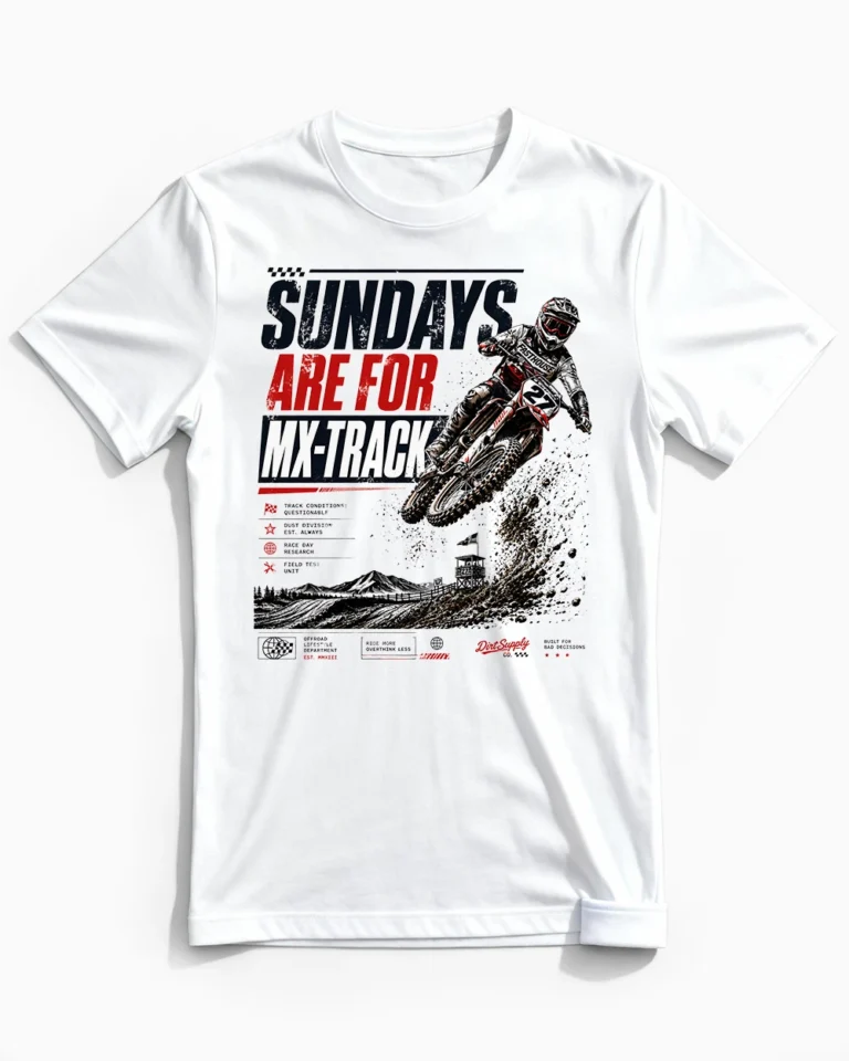 Sundays Are For MX-Track | Actionreiches Motocross T-Shirt für Herren weiss