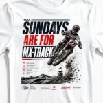 Sundays Are For MX-Track | Actionreiches Motocross T-Shirt für Herren weiss Close-Up