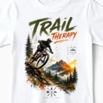 Trail Therapy | Mountainbike & Fahrrad T-Shirt für Kinder weiss Close-Up