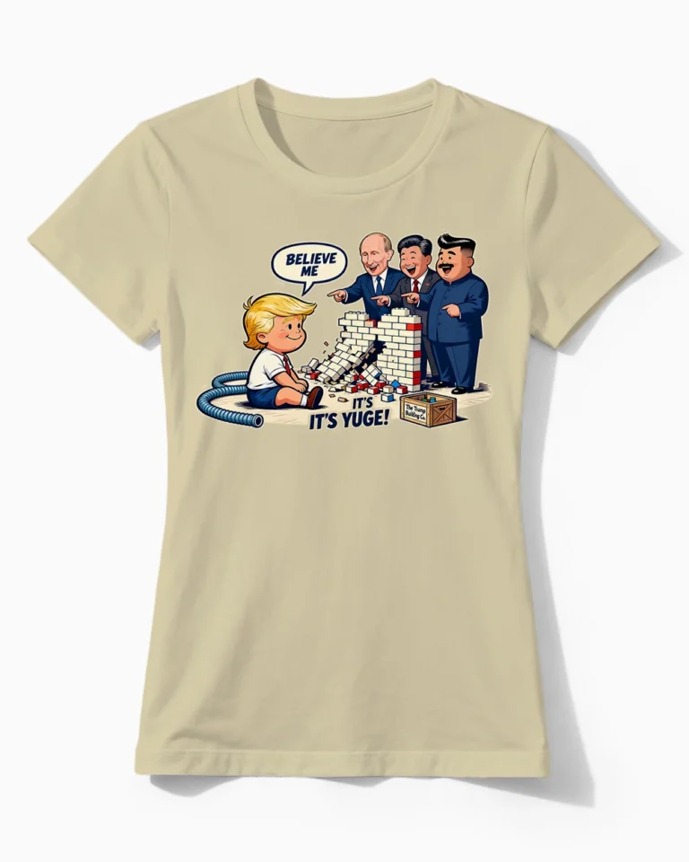 Trumps Yuge Wall Satire Damenshirt beige