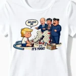 Trumps Yuge Wall | Lustiges Politik & Satire T-Shirt für Damen & kluge Köpfe weiss CloseUp
