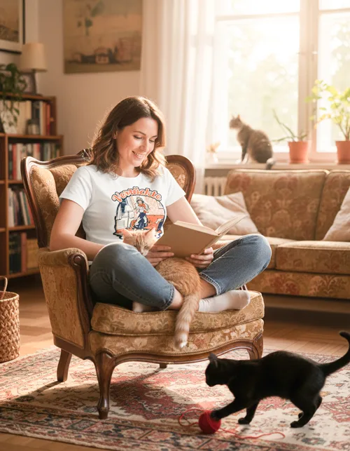 Verrückte Katzenlady | Modernes Retro-Damenshirt für stolze Katzen-Mamas