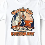 Verrückte Katzenlady | Lustiges Katzen T-Shirt für Kinder & kleine Katzen-Bändiger weiss Close-Up