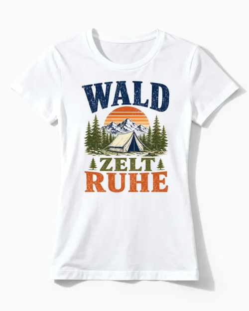 Wald. Zelt. Ruhe. | Camping & Zelten im Wald T-Shirt für Damen weiss