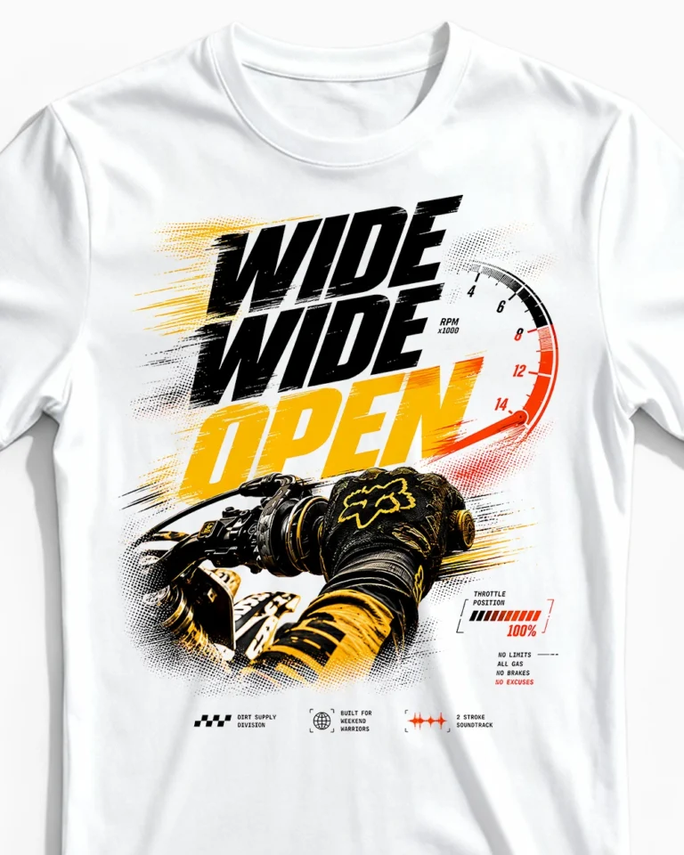 Wide Wide Open | Motocross & Enduro T-Shirt für Herren weiss CLose-Up