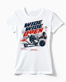Wide Wide Open | Vintage Vespa Tuning T-Shirt für Damen weiss