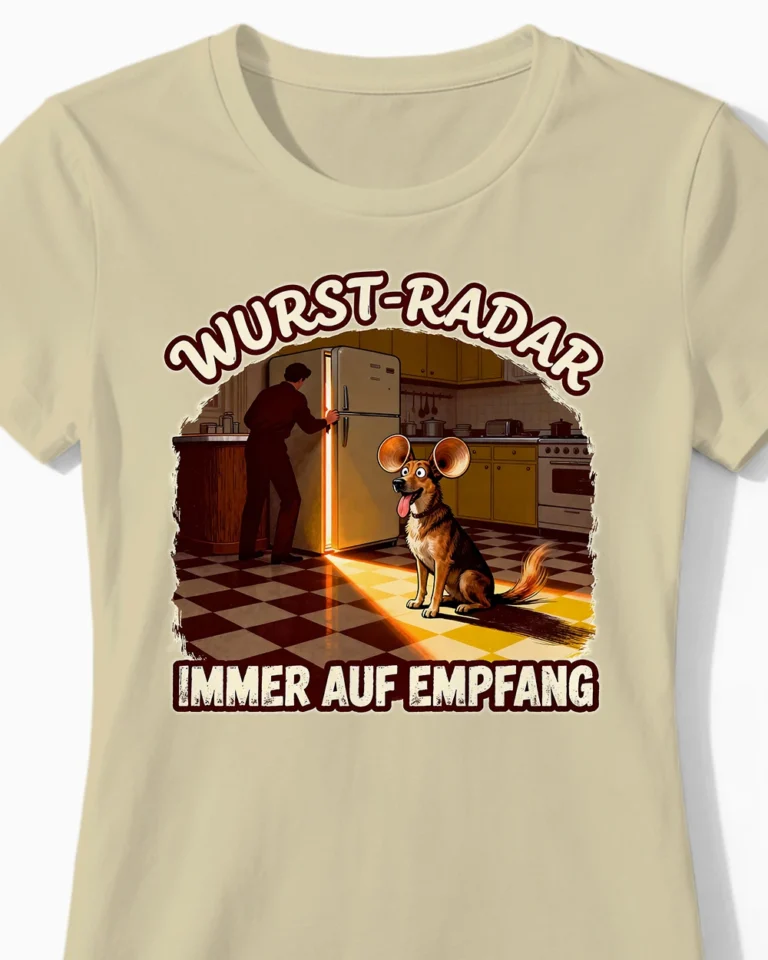 Wurst-Radar | Lustiges Hunde-Damenshirt beige Close-Up
