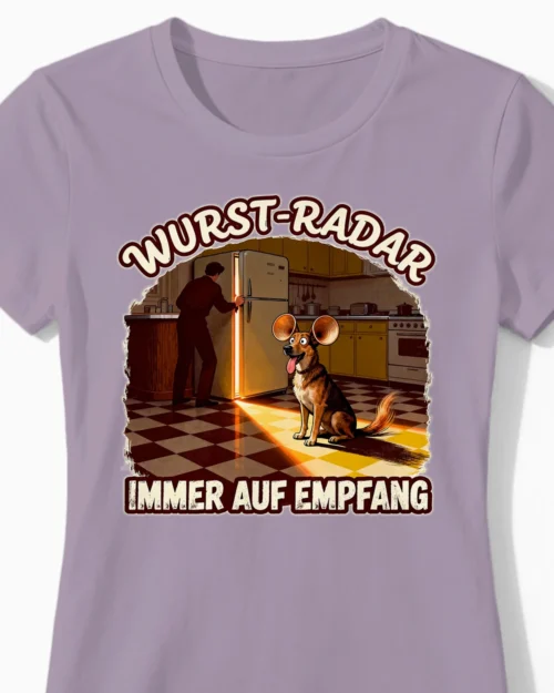 Wurst-Radar | Lustiges Hunde-Damenshirt lila Close-Up