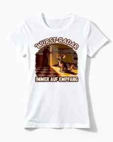 Wurst-Radar | Lustiges Hunde T-Shirt für Damen & echte Spürnasen-Besitzerinnen weiss