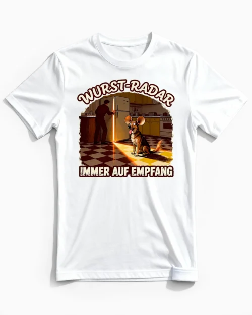 Wurst-Radar | Lustiges Hunde T-Shirt für Herren & echte Spürnasen-Besitzer weiss