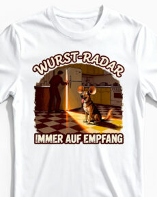 Wurst-Radar | Lustiges Hunde T-Shirt für Herren & echte Spürnasen-Besitzer weiss Close-Up