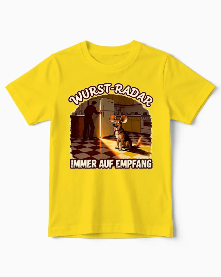 Wurst-Radar | Lustiges Hunde-Kindershirt gelb