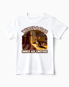 Wurst-Radar | Lustiges Hunde T-Shirt für Kinder & kleine Leckerli-Jäger weiss
