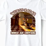 Wurst-Radar | Lustiges Hunde T-Shirt für Kinder & kleine Leckerli-Jäger weiss Close-Up